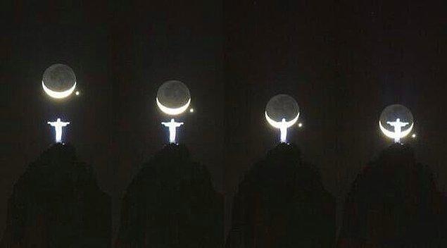34. Ay ve Venüs Rio de Janeiro'daki İsa heykelinin arkasına geçer ve İsa'nın melek kanatları olur.