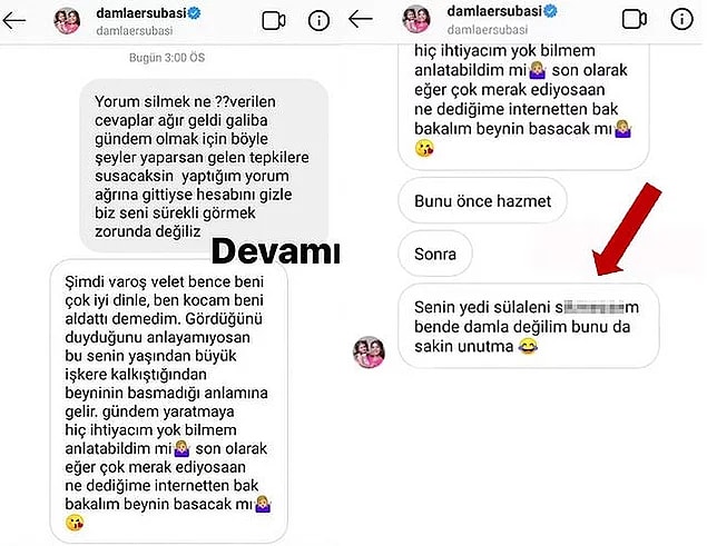 6. Damla Ersubaşı, takipçisinin mesajına küfürle cevap verdi!