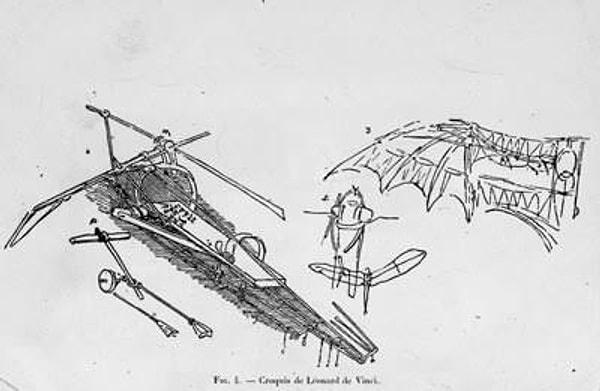 1496 - Leonardo da Vinci bir uçma makinesini test etti, fakat başarısız oldu.