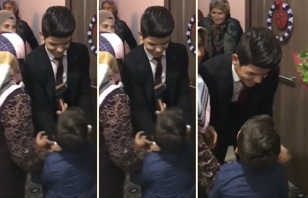 Ablasını İstemeye Gelen Gence 'Derya'yı Neden Aldın Len' Diyerek Terlikle Vuran Ufaklık!