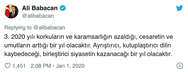Babacan Yıllar Sonra Twitter'dan Seslendi: 'Vatandaşlarımızın Korkmadan Düşüncelerini Açıkladığı Bir Türkiye İstiyorum'