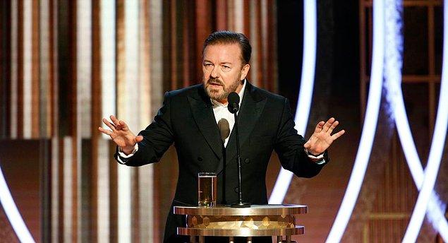 Törenin sunuculuğunu komedyen Ricky Gervais yaptı.