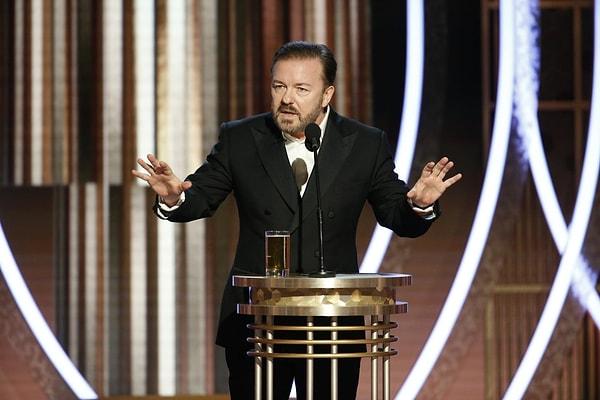 Ricky Gervais'in dört kere sunuculuğunu yaptığı, Altın Küre Ödülleri'nin bu yılki açılış konuşmasında da tüm dikkatleri üzerine çekti.