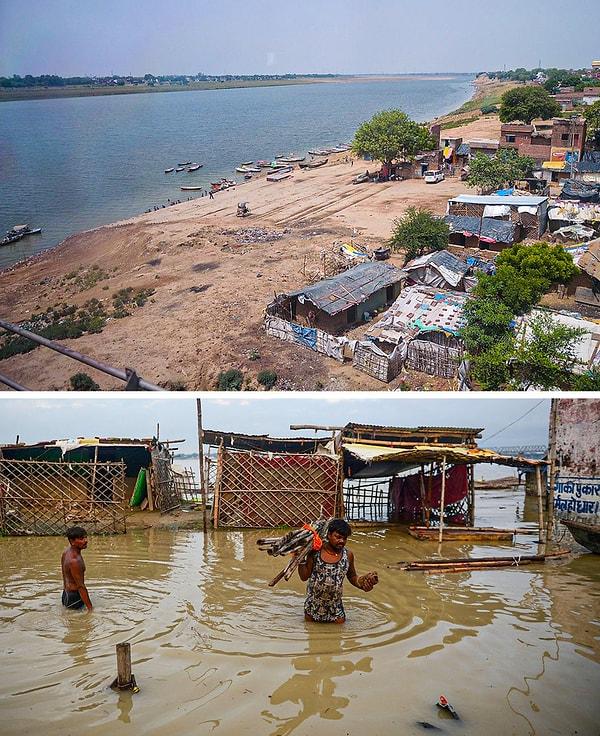 10. Allahabad'daki Ganj Nehri, birçok insanın evsiz kalmasına neden oldu.