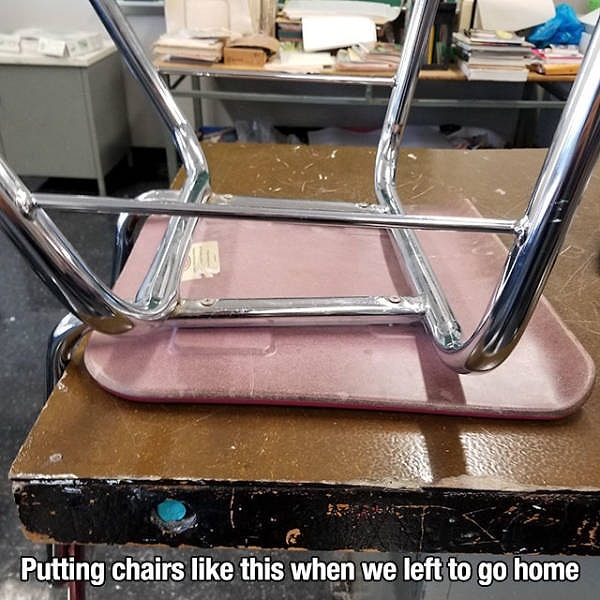 6. Переворачивали стул, уходя с последнего урока?