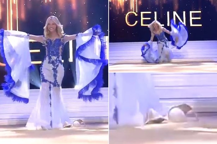 Belçika Güzellik Yarışması'nda Birinci Olan Celine Van Ouytsel, Sahnede Sütyenini Düşürdü!