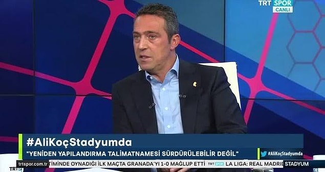 Ali Koç'un Trtspor'da katıldığı programda söylediklerinden önemli bölümler şu şekilde: