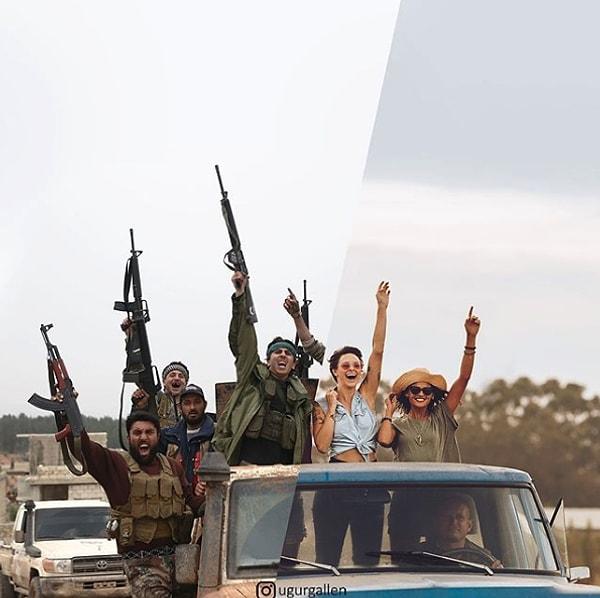 16. Suriyeli isyancıların sevinç hareketleri...