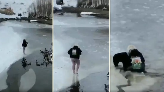 Ördekleri Beslemek İsterken Buzulun Azizliğine Uğrayan Kadın