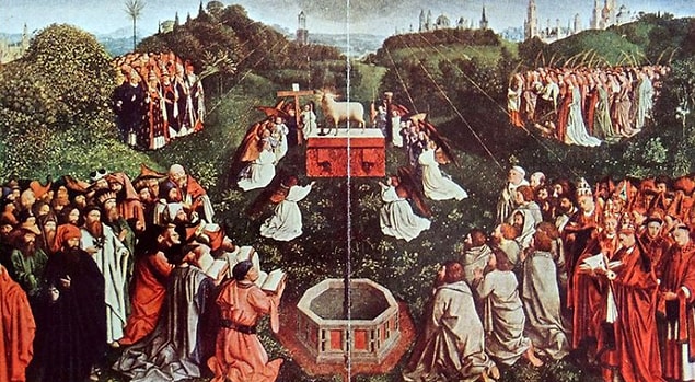 Hubert ve Jan Van Eyck tarafından 1432 yılında tamamlanan 'Gent Altar Panosu', yüzyıllardır herkesi kendine hayran bırakıyor. Belçika'nın Gent şehrindeki St. Bavo Katedrali'nde bulunan eser, dünyaca ün kazanan ilk yağlı boya tablolarından bir tanesi...