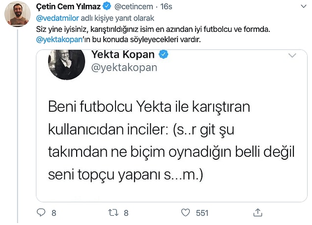 Neyse ki beterin de beteri varmış. Örneğin Yekta Kopan...