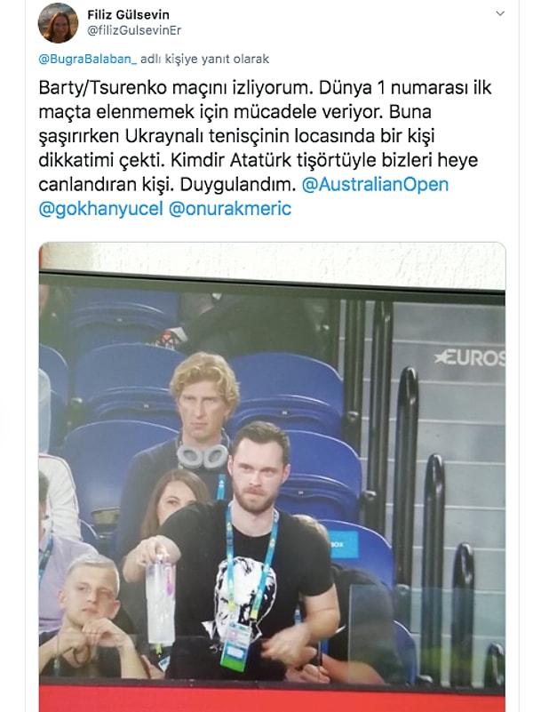 Filiz Gülsevin adlı Twitter kullanıcısı ise bu maçta locada Mustafa Kemal Atatürk tişörtü giyen bir kişi olduğuna dikkat çeken tweeti attı.