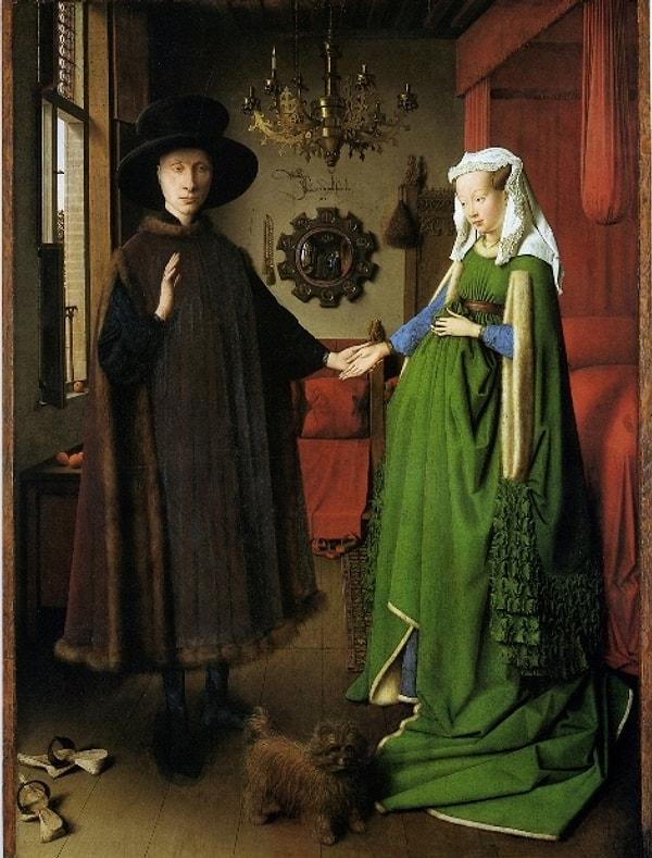 1. Jan Van Eyck'in ''Arnolfini’nin Evlenmesi '' adlı bu eserinde dikkatini en çok ne çekti ?