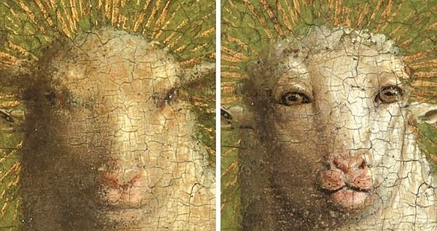5. Yine bir restorasyon faciası! Orta Çağ'dan günümüze kadar gelen 'Ghent Altar Panosu' eserine yapılan restorasyon büyük tepkilere neden oldu.