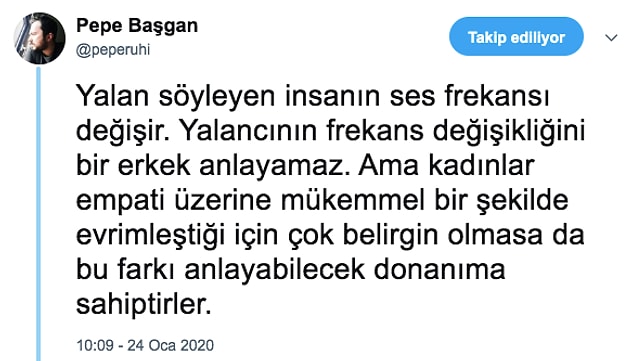Twitter'da Pepe Başgan olarak yer alan Uzman Psikolog, konuyla ilgili bilimsel bir açıklama yaptı. Kadınların bu bilgiyi okuyunca keyiflenecekleri kesin gibi bir şey!