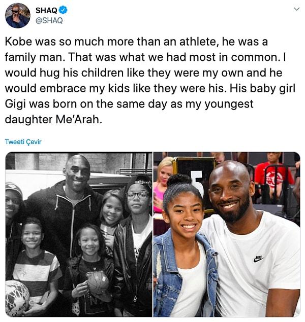 5. "Kobe bir sporcudan çok daha fazlasıydı, aile adamıydı. En büyük ortak noktamız buydu. Çocuklarına kendi çocuğum gibi sarılacaktım, o da benim çocuklarımı kendi çocuğu gibi sahiplenecekti. Kızı Gigi benim en küçük kızım Me'Arah ile aynı gün doğmuştu."