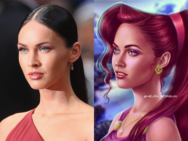 Меган Фокс как Мегара из "Геркулеса", и мы должны сказать, что ярко-рыжие волосы ей к лицу.