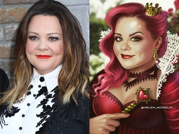 Мелисса Маккарти в роли Королевы Червей из "Алисы в Стране Чудес".