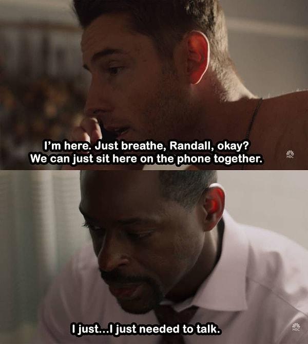 4. 'This Is Us'da, Randall karakteri panik atak krizi geçirirken kardeşini araması ve Kevin'ın kardeşini rahatlatmak için her şeyi bırakması...