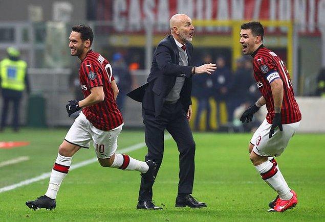 İtalya Kupası Çeyrek Finali'nde Torino karşısında 90+1'de attığı golle takımı Milan'ın maçı uzatmaya götürmesini sağlayan milli oyuncumuz Hakan Çalhanoğlu, 106. dakikada da takımını 3-2'lik üstünlüğe taşıyan golü kaydetti.