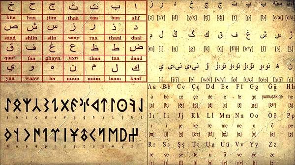 Asırları aşmış bir millet olan Türkler, bulundukları coğrafya ve etkileşim kurdukları toplumlara göre farklı alfabeleri kullanmıştır.