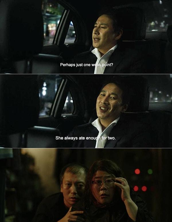 3. Moon-gwang işten kovulduktan sonra, Bay Park onun hep iki kişilik yemek yemesinden dert yanıyor. Filmin ilerleyen dakikalarında anlıyoruz ki kadıncağız aslında sakladığı kocasını besliyormuş.