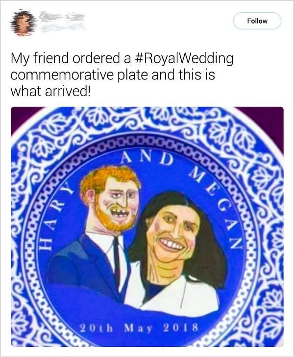 16. "Arkadaşım Kraliyet Düğünü hatırası tabağı satın aldı ve gelen şey buydu!"