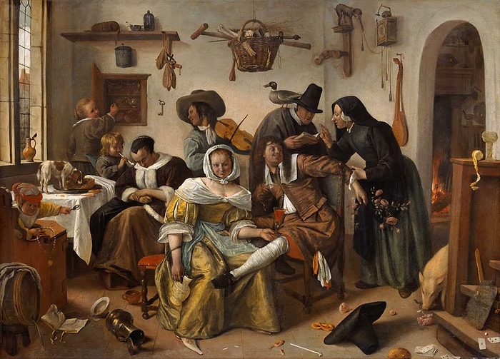 Hollandalı Ressam Jan Steen'in Kargaşadan Yarattığı Düzeni Mizahla Harmanladığı Eşsiz Tablosu: Lüksten Sakının