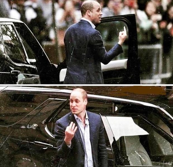 25. Принц Уильям показывает «средний палец» после рождения принца Луи