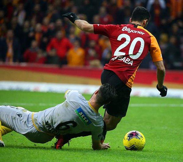 Galatasaray'da 43. dakikada Robin Yalçın'ın arkadan yaptığı müdahale ile Emre Akbaba yerde kalınca Sarı-Kırmızılılar, penaltı kazandı.