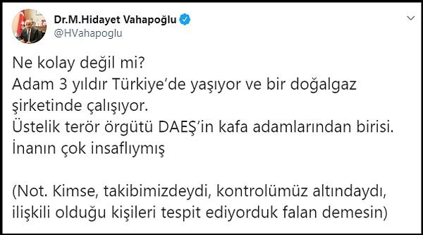 MHP Genel Başkan Yardımcısı ve Bursa Milletvekili Mustafa Hidayet Vahapoğlu, teröristin 3 yıldır Bursa'da yaşadığı bilgisini aktardı.