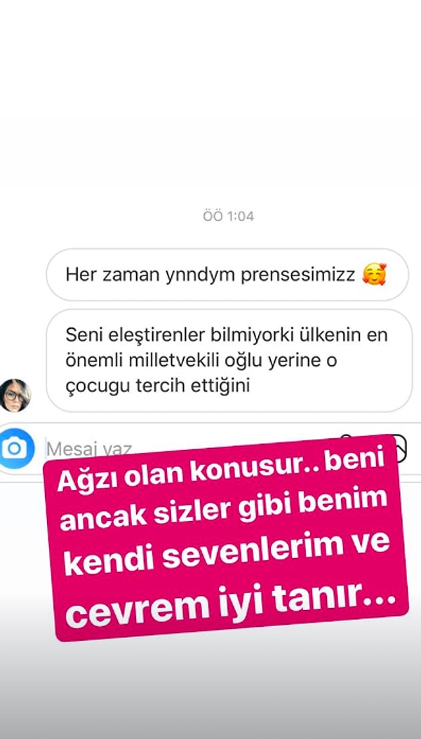 Bunun üstüne "destek mesajları" almış olsa da,