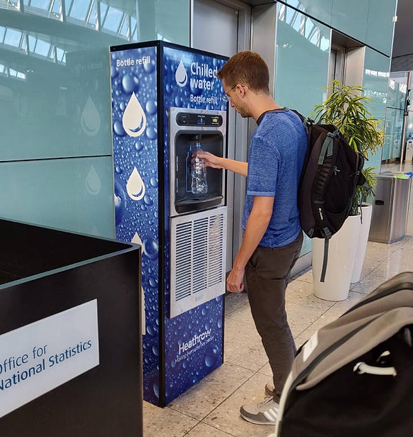 5. Вы можете наполнить свою бутылку с водой после прохождения контроля в аэропорту Лондона