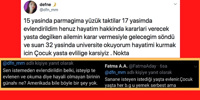 Çocuk Yaşta Ailesi Tarafından Zorla Evlendirildiğini Söyleyen Bir Twitter Kullanıcısına Gelen "Bugün de Utandık" Diyeceğiniz Yorumlar