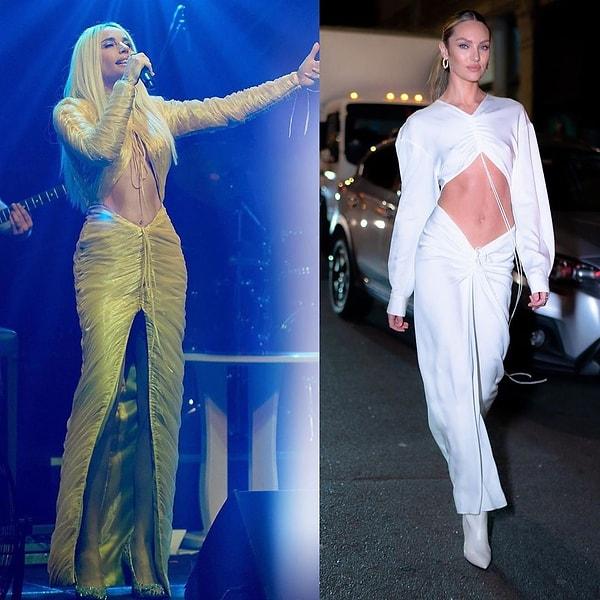 4. Gülşen'in yılbaşı konserinde giydiği bu kostüm ünlü model Candice Swanepoel'in kısa süre önce giydiği kıyafete benzetildi.