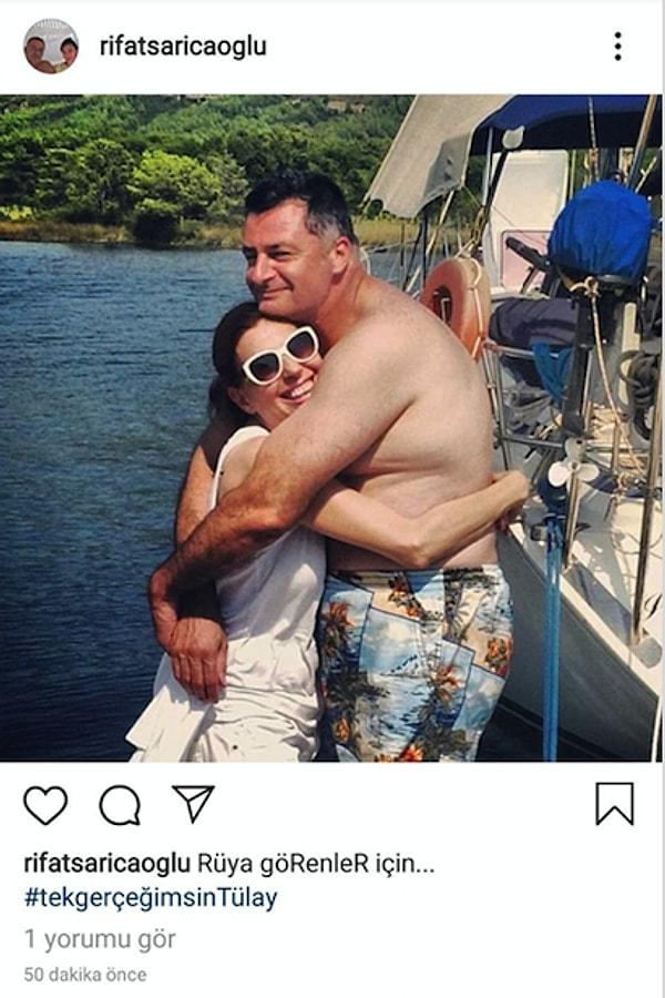 Rıfat Bey ise "Tek gerçeğimsin Tülay" etiketiyle eşiyle olan mutlu bir fotoğrafını paylaştı. Şu an sosyal medyanın gündemlerinden biri de bu. Kafalar çok karıştı anlayacağınız...
