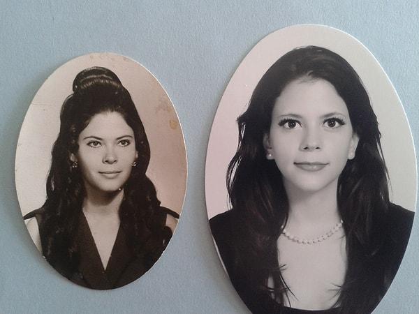 17. "Annem ve benim farklı yüzyıllarda çekilmiş fotoğraflarımız."