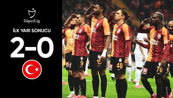 İlk yarı Galatasaray'ın 2-0 üstülüğüyle sona erdi.