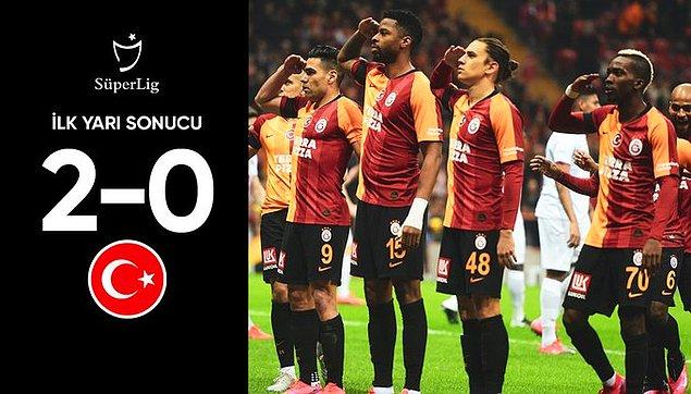 İlk yarı Galatasaray'ın 2-0 üstülüğüyle sona erdi.
