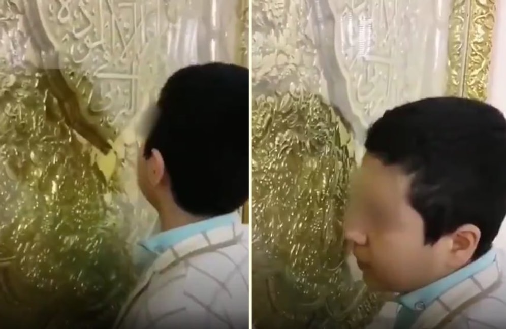 İran'da İnsanlar Koronavirüs'üne Aldırış Etmeden Türbe Camı ve Kapısı Yalamaya Devam Ediyor!