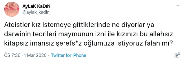 Dedik ya girizgah "Allah'ın emri, peygamberin kavli" diye; Twitter'dan AyLaK KaDıN bu konunun ateistler tarafında nasıl geliştiğini merak etti ve bu paylaşımı yaptı.