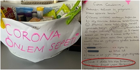Bir Anne ve Babanın Çocukları İçin Hazırladıkları Corona Önlem Sepeti ve Aşırı Güzel Talimatnameyi Görmeniz Lâzım
