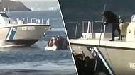 Yunanistan Sahil Güvenlik Teknesinin İçinde Çocukların da Bulunduğu Mülteci Botunu Batırmaya Çalıştığı Korkunç Anlar!