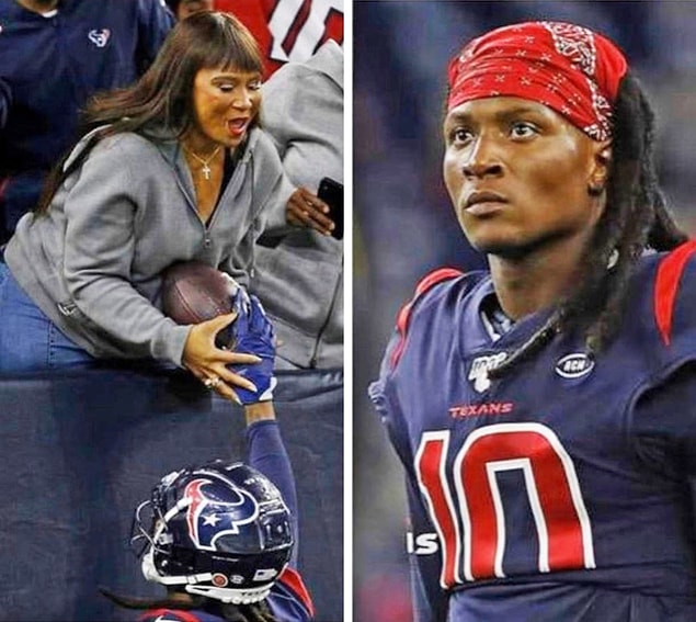 10. DeAndre Hopkins her sayı yaptığında görme yetisini yıllar önce kaybeden annesini bulup ona topu veriyor...