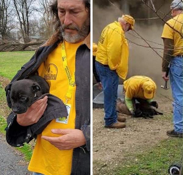 13. Bu gönüllü adam yangından kurtardığı yavru köpeğe kalp masajı yapmış...