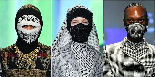 Moda haftalarında podyumda görücüye çıkan lüks maskeler beğeni topladı.