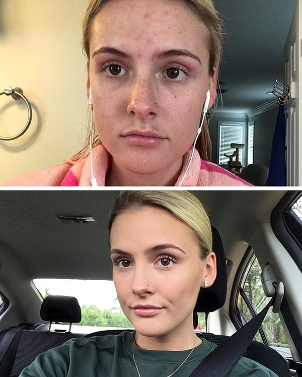 "Мой идеальный макияж и я без него"