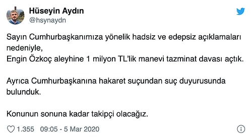 Erdoğan, CHP'li Engin Özkoç'a 1 Milyon Liralık Tazminat Davası Açtı