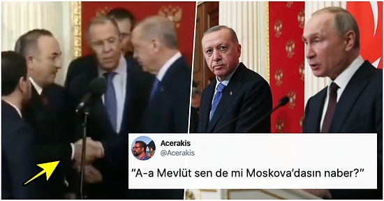Erdoğan'ın Moskava Görüşmesinden Sonra Çavuşoğlu ile Tokalaşması Goygoycuların Diline Düştü