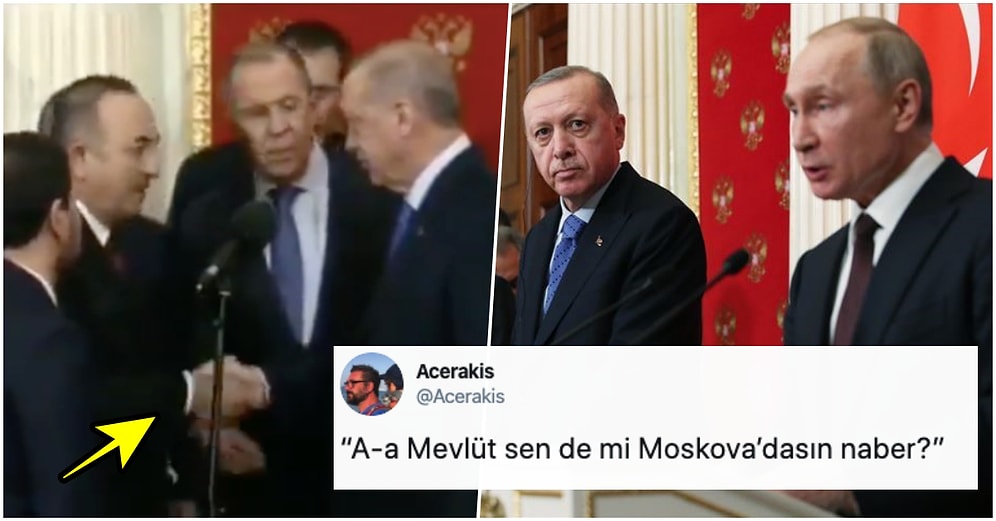 Erdoğan'ın Moskava Görüşmesinden Sonra Çavuşoğlu ile Tokalaşması Goygoycuların Diline Düştü